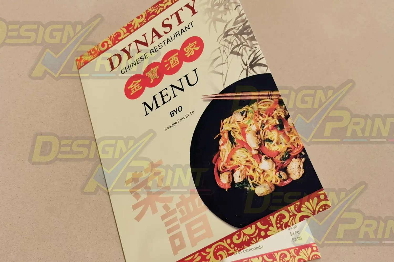 Laminated Restaurant Menus